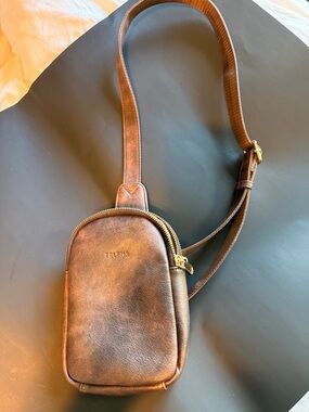 Brown Leather Crossbody Sling Bag